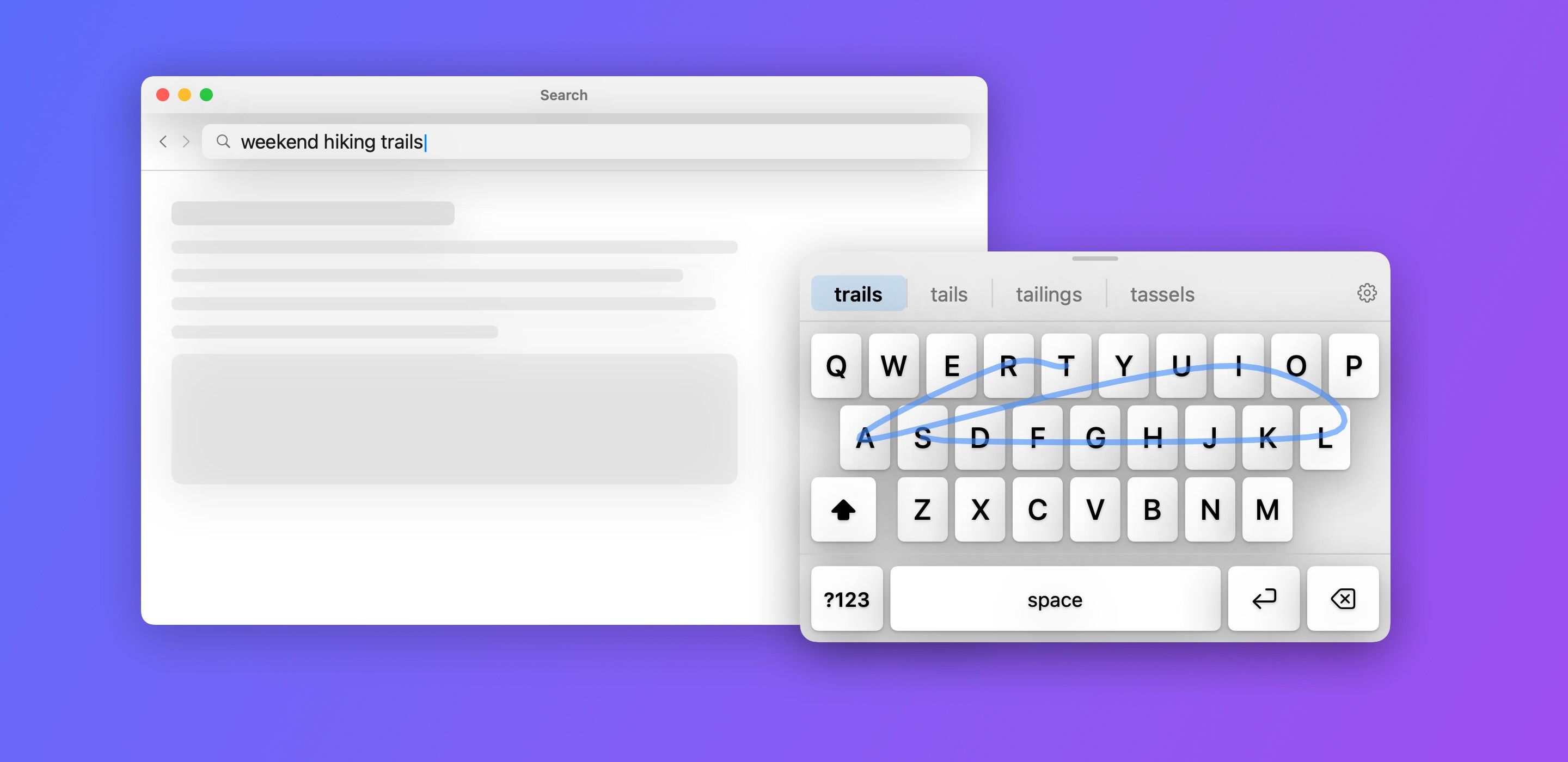 Swiping a search into a web browser with SwipeKeyboard