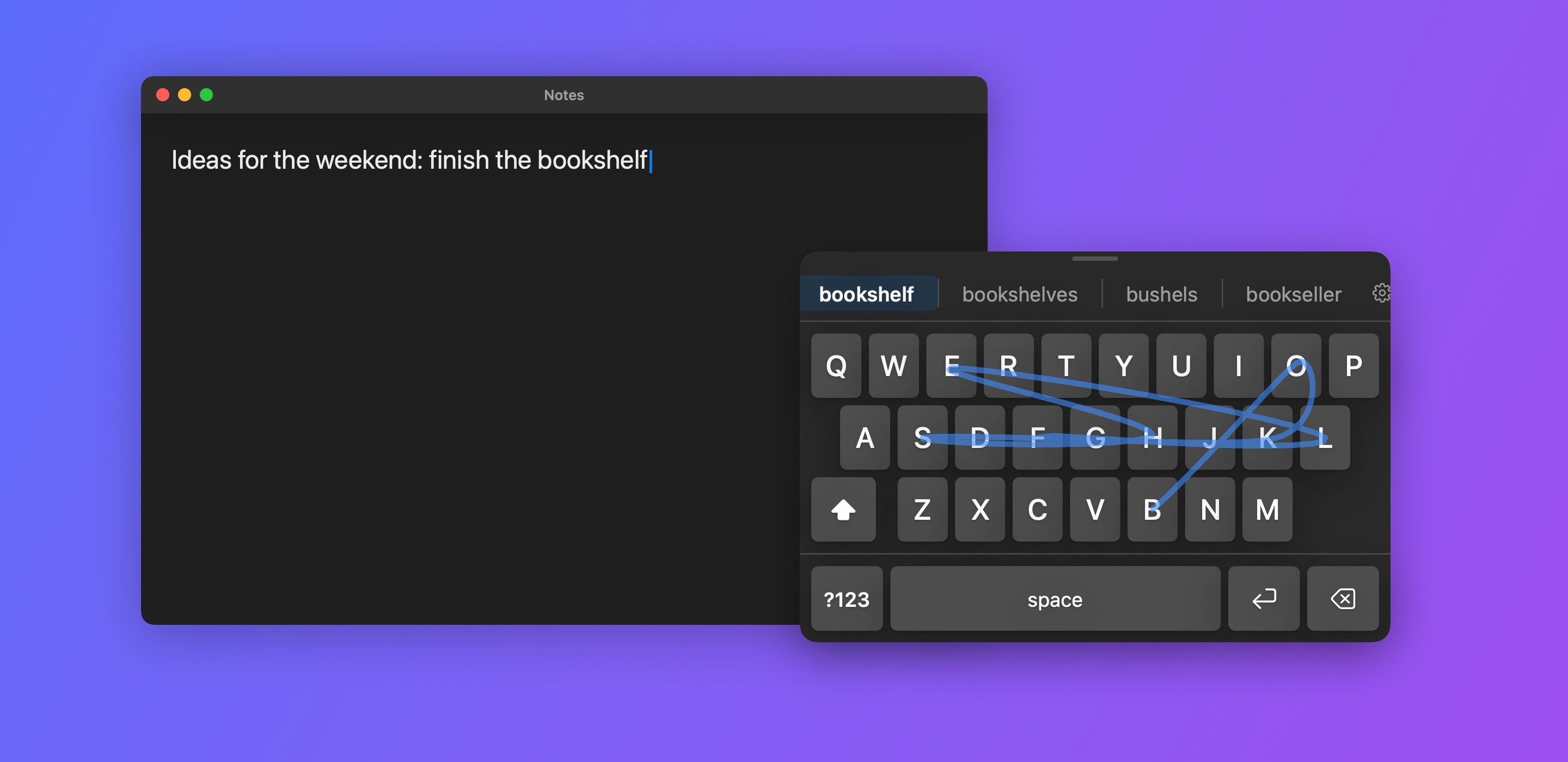 Writing a personal note in dark mode with SwipeKeyboard